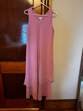 Vintage Caribe U.S.A. Bubblegum Pink Layered/Beaded Maxi Dress Size Medium